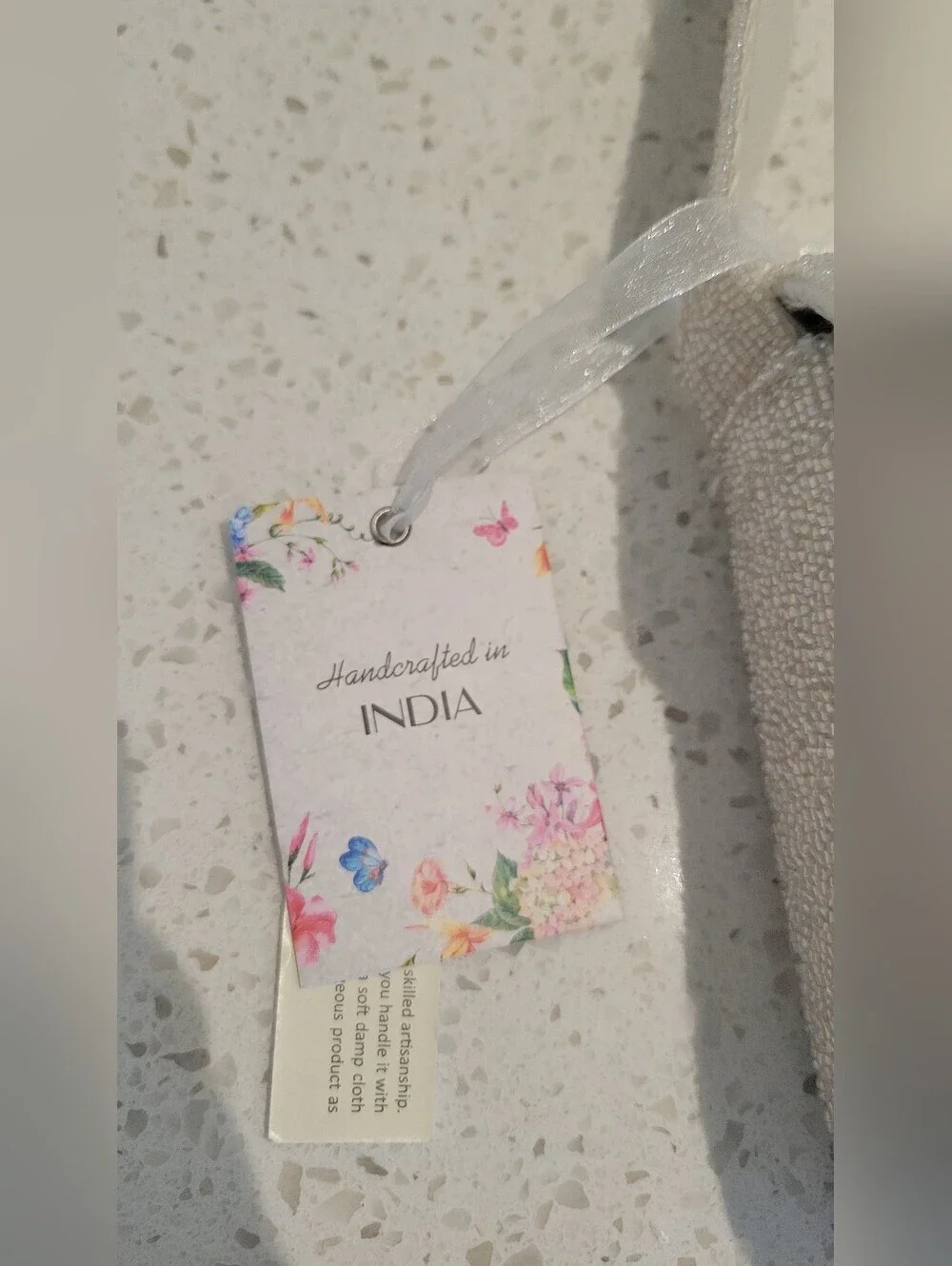 Hand-Beaded White Bag with Colorful Fruit Embroidery